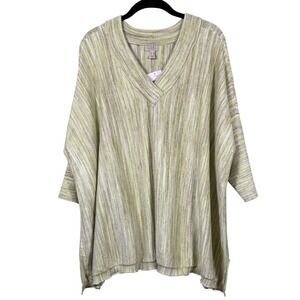 NWT LOGO by Lori Goldstein Dolman Sleeve V-Neck Shirt Oversized Sun Lime Size L